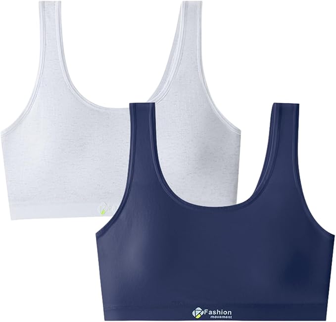 Herepai Big Girls' Sports Bra with Breathable Pads Teens Cotton Training Bras