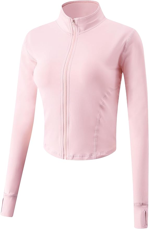 Gihuo Women's Workout Jacket Lightweight Zip Up Athletic Cropped Running Jacket