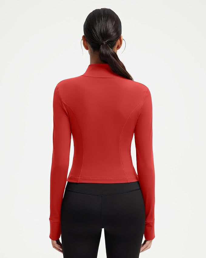 SUUKSESS Women Golden Full Zip Up Workout Cropped Jackets Lightweight Athletic Yoga Tops