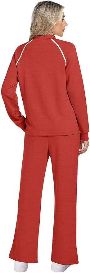 WIHOLL Lounge Sets for Women 2 Piece Fall Outfits 2025 Wide Leg Pant Matching Sets Womens Clothing