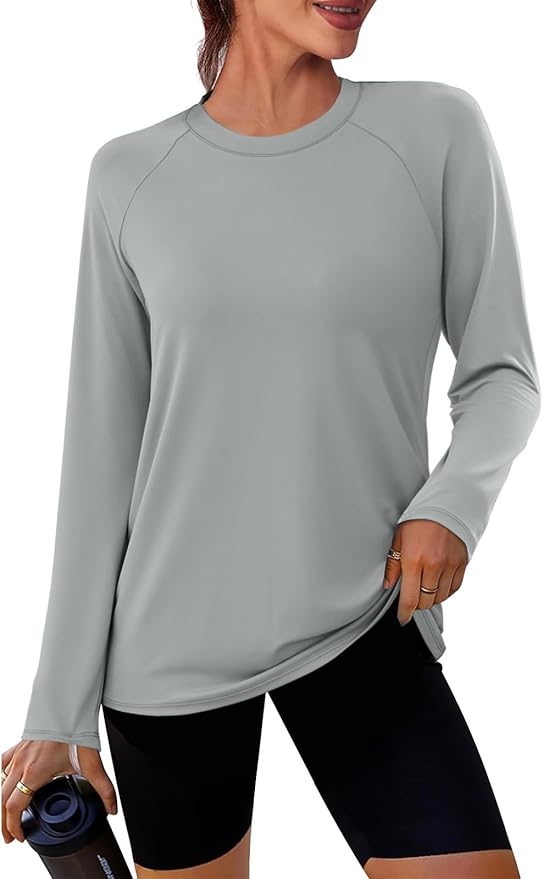 WIHOLL Workout Tops for Women Long Sleeve Sun Shirt UPF 50+ UV Protection Running Hiking Clothes Quick Dry Athletic Tops