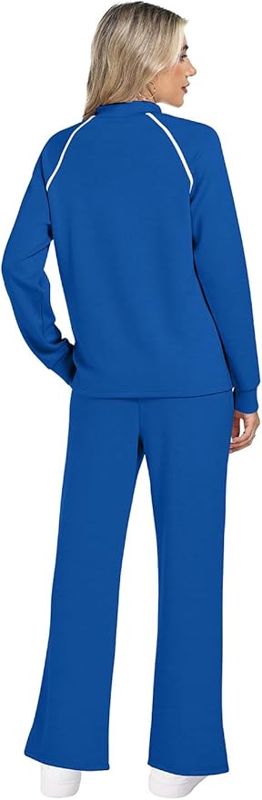 WIHOLL Lounge Sets for Women 2 Piece Fall Outfits 2025 Wide Leg Pant Matching Sets Womens Clothing