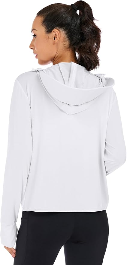VUTRU Women UPF 50+ Sun Protection Jacket Hoodie Lightweight Full Zip Pockets Running Shirts Long Sleeve for Hiking Outdoor