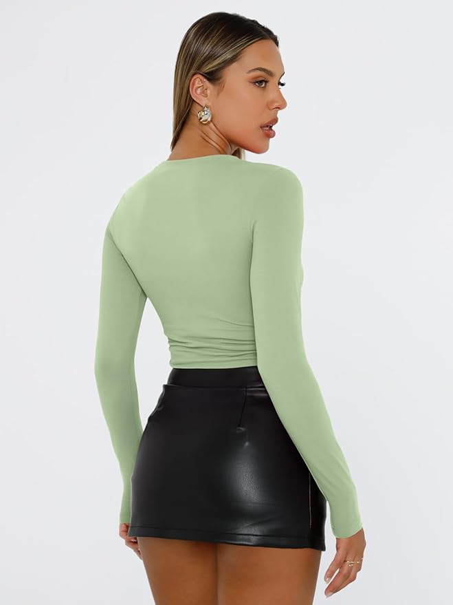 Trendy Queen Womens Long Sleeve T Shirts Fall Fashion 2026 Basic Crop Tops Going Out Outfits Y2k Clothes