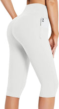 baleaf Women's Capri Leggings with Pockets High Waisted Knee Length Capris Stretch for Casual Yoga Pants Workout Exercise