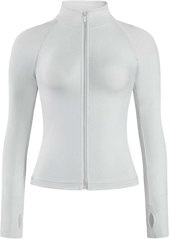 AUROLA Influence Athletic Workout Jacket for Women, Lightweight Slim Fit Full Zip Running Yoga Sports Jacket with Thumb Holes