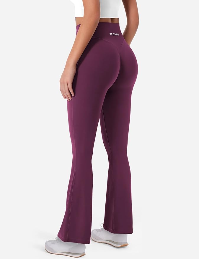YEOREO Women's Mini Flared Workout High Waist No Front Seam Yoga Legging Pants