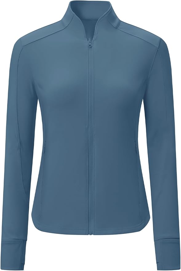 BGOWATU Women's Workout Athletic Jacket Full Zip Running Jackets Gym Yoga Track Tops with Pockets Thumb Hole