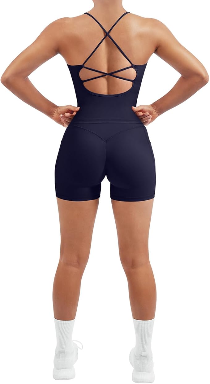 SUUKSESS Women 2 Piece Workout Sets Padded Tank Tops Tummy Control Leggings Gym Outfits