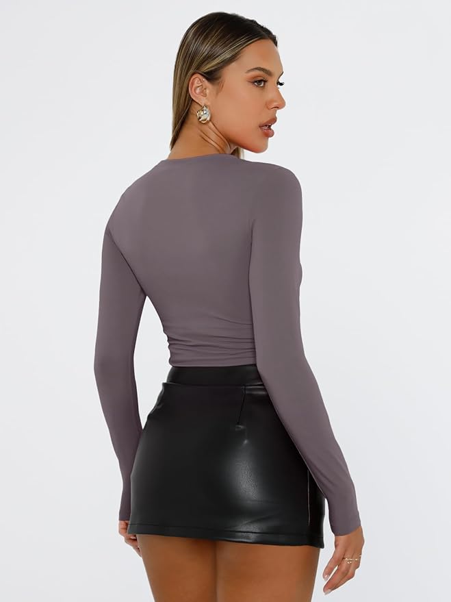 Trendy Queen Womens Long Sleeve T Shirts Fall Fashion 2026 Basic Crop Tops Going Out Outfits Y2k Clothes