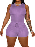 HBQ Women 2 Piece Outfits Sleeveless Tank Tops Biker Short Workout Jogger Sets Summer