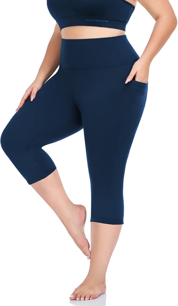 Plus Size Leggings for Women with Pockets-Stretchy XL-5XL Yoga Pants Tummy Control High Waist Workout Leggings
