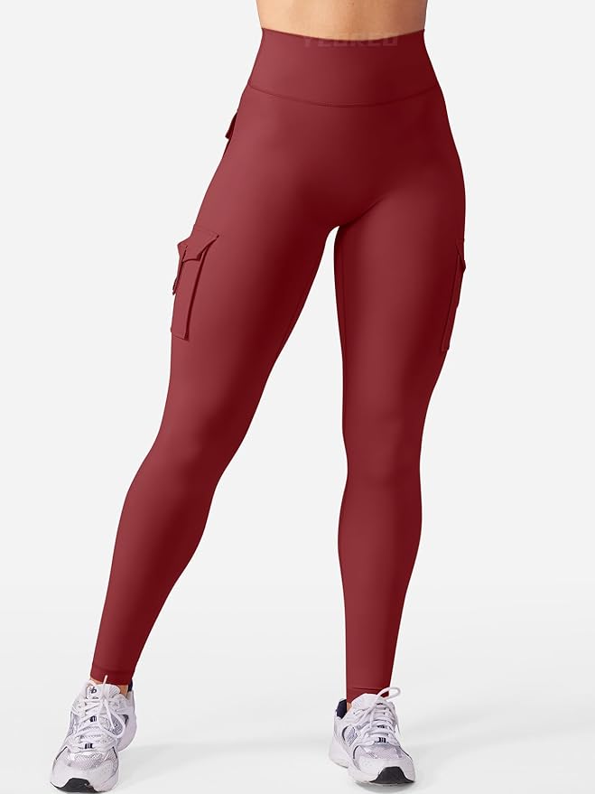 YEOREO CoreFlex Workout Cargo Leggings with Pockets for Women Hidden Scrunch Butt Lifting Leggings Gym Yoga Pants