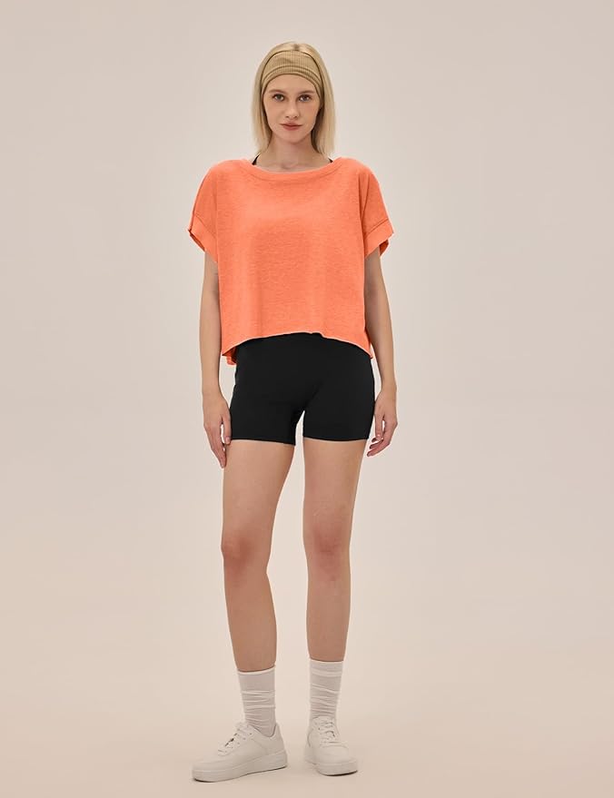 UNIANKIYA Open Back Workout Tops for Women Loose Fit Athletic Crop Tee Short Sleeve Gym Running Yoga Shirt
