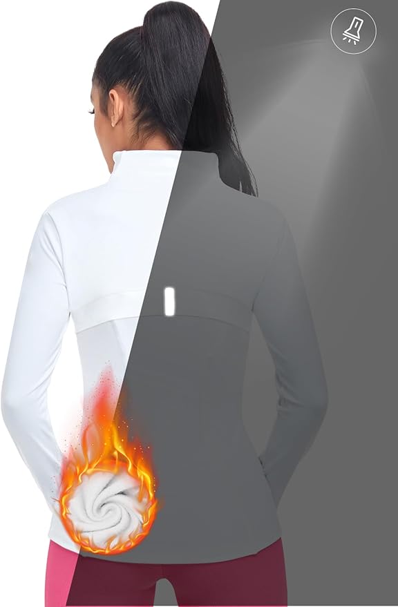 VUTRU Women's Workout Yoga Jacket Full Zip Running Track Jacket Fleece Athletic Jacket