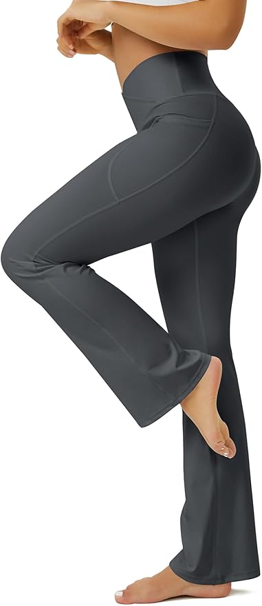 FOHOFO Yoga Pants Women, Flare Leggings for Women with Pockets Crossover High Waisted Bootcut Yoga Pants