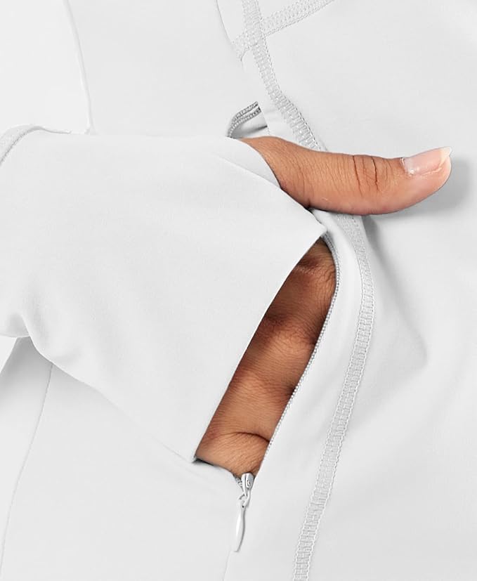 Waitfairy Zip Up Jackets for Women Yoga Gym Top Running Workout Jackets for Woman Track Jacket Women with Thumb Holes