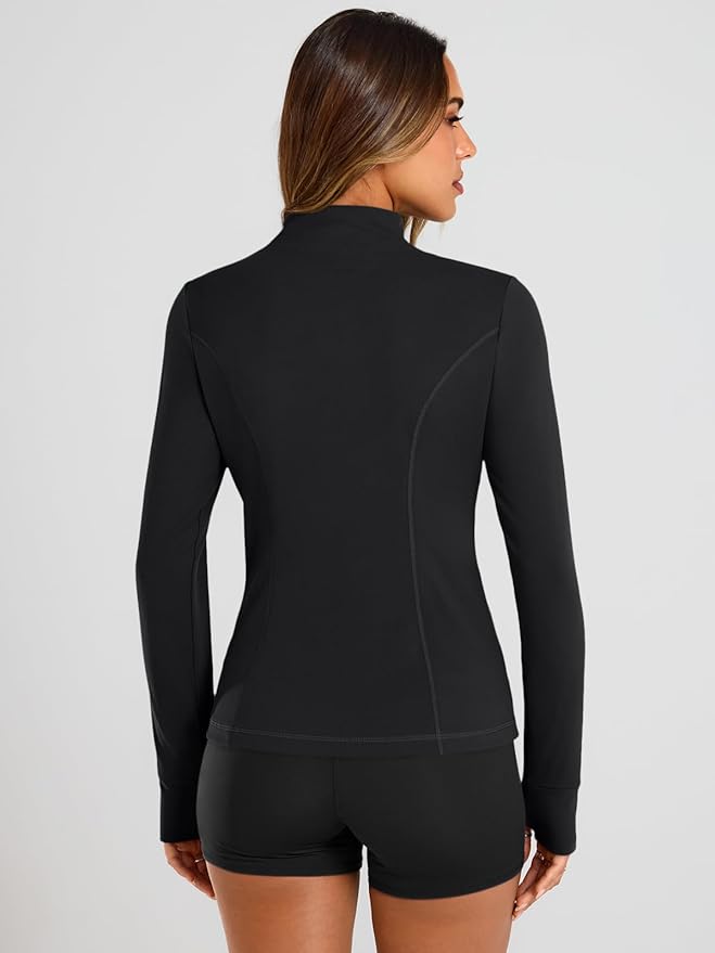 Trendy Queen Womens Lightweight Zip Up Jackets 2026 Athletic Workout Hoodies Spring Shirt Fitted Gym Clothes with Pocket