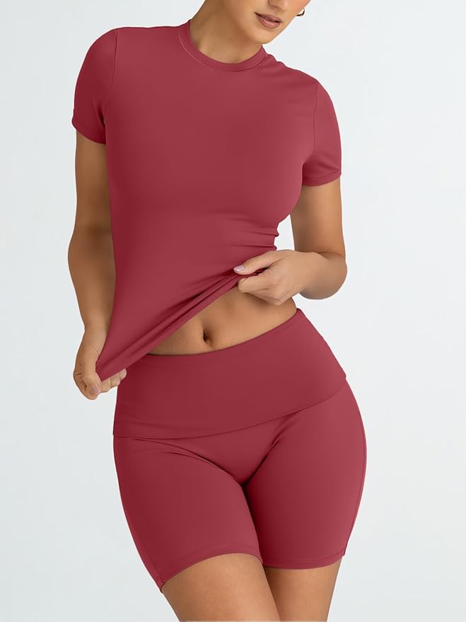 Trendy Queen 2 Piece Summer Cute Workout Sets Gym Short Set Pilates Yoga Outfits Going Out Spring Athletic Comfy Active Wear