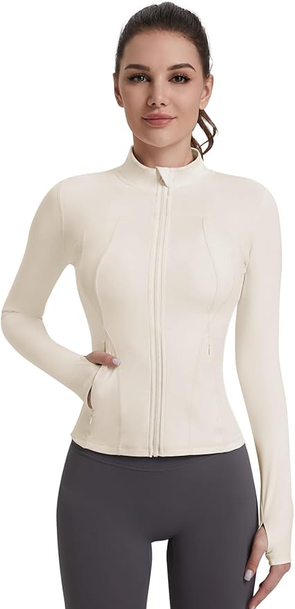 VUTRU Womens Workout Yoga Jacket Lightweight Zip Up Athletic Jacket Lightweight Cropped Jacekt with Pockets