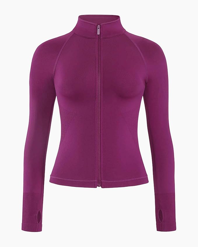 AUROLA Influence Athletic Workout Jacket for Women, Lightweight Slim Fit Full Zip Running Yoga Sports Jacket with Thumb Holes