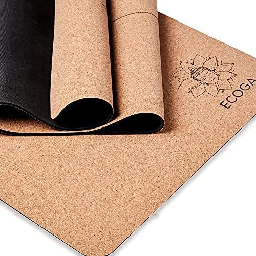 Premium Cork Yoga Mat With Alignment Marks - 5mm Thick Non Slip Hot Yoga Mat - Eco-friendly Non Toxic - Includes Strap and Bag