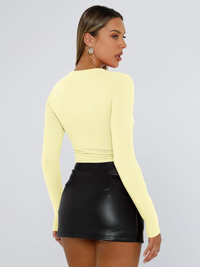 Trendy Queen Womens Long Sleeve T Shirts Fall Fashion 2026 Basic Crop Tops Going Out Outfits Y2k Clothes