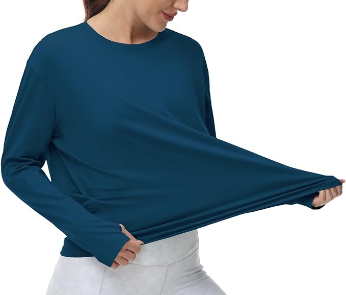 THE GYM PEOPLE Women's Long Sleeve Workout Shirts Back Loose Fit Running Tee Tops with Thumb Hole