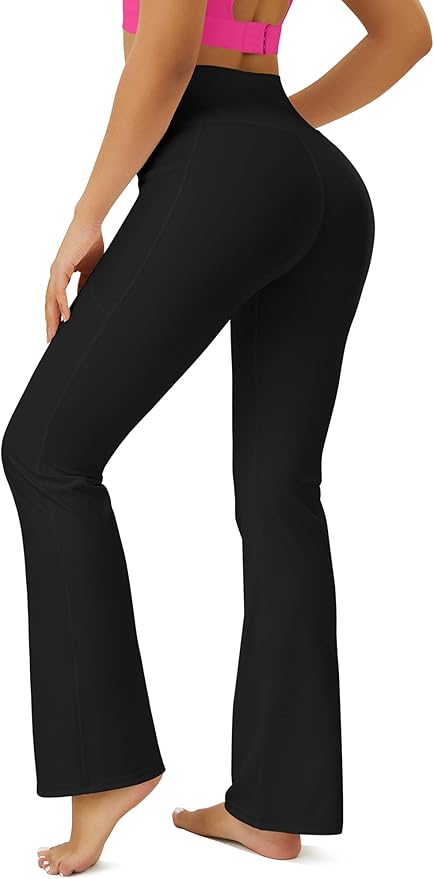 FOHOFO Yoga Pants Women, Flare Leggings for Women with Pockets Crossover High Waisted Bootcut Yoga Pants