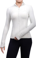 SIS QUEEN Women's Workout Jackets Slim Fit Athletic Track Tops with Pockets Thumb Holes Full Zip Up Lightweight Sportswear