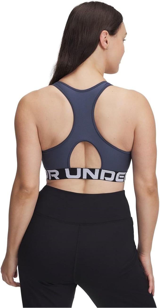 Under Armour Womens HeatGear Authentics Mid Impact Branded Sports Bra