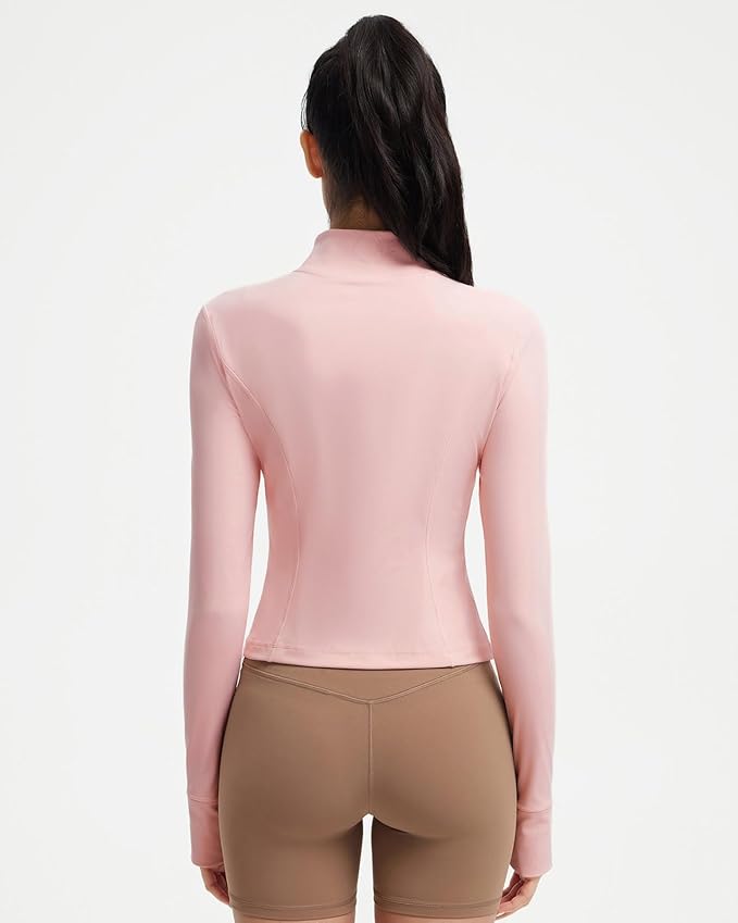 SUUKSESS Women Golden Full Zip Up Workout Cropped Jackets Lightweight Athletic Yoga Tops