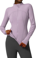 Gacaky Women's Slim Fit Workout Running Track Jackets Full Zip-up Yoga Athletic Jacket with Thumb Holes