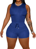 HBQ Women 2 Piece Outfits Sleeveless Tank Tops Biker Short Workout Jogger Sets Summer