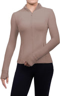 SIS QUEEN Women's Workout Jackets Slim Fit Athletic Track Tops with Pockets Thumb Holes Full Zip Up Lightweight Sportswear