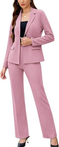 Women's 2 Piece Suits Business Casual Outfits Long Sleeve Solid Blazer with Pants Professional Office Work Sets