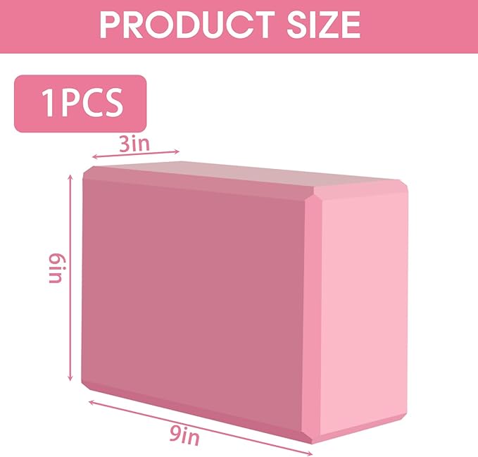 Yoga Block - Supportive Latex-Free Eva Foam - Soft Non-Slip Surface with Beveled Edges for Yoga, Pilates, Meditation - Yoga Accessories for Stability, Balance, Deepen Stretches