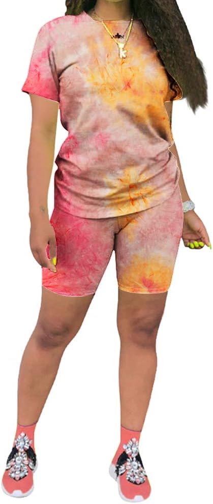 KINIKO Women's 2 Piece Casual Fashion Sports Solid Color Suit short Sleeve top and Pants Set Sweatshirt