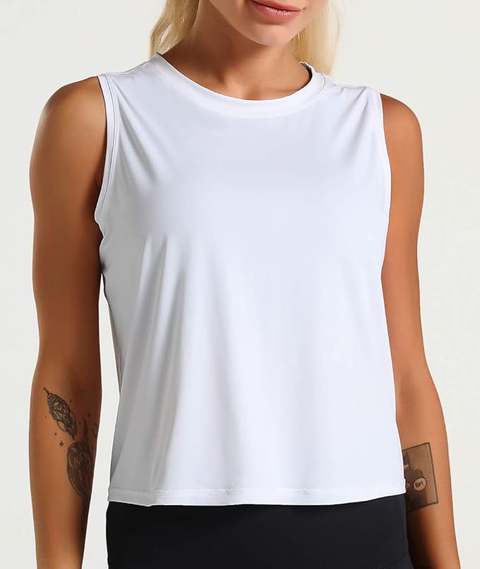 Dragon Fit Womens Ice Silk Workout Tank Tops Sleeveless Cropped Yoga Shirt for Running Gym Summer
