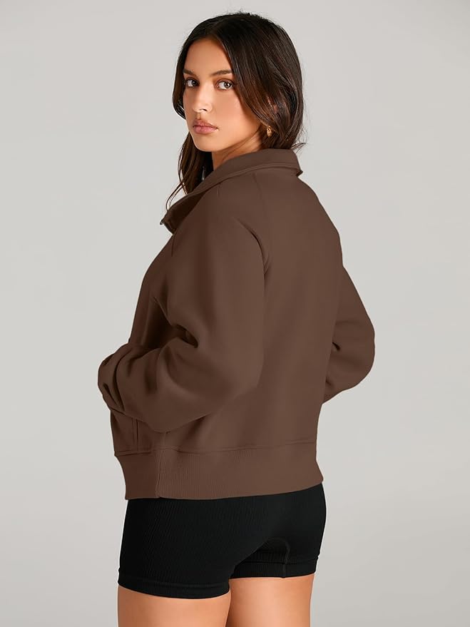 AUTOMET Womens Sweatshirts Half Zip Cropped Pullover Fleece Quarter Zipper Hoodies 2026 Fall Fashion Outfits Clothes