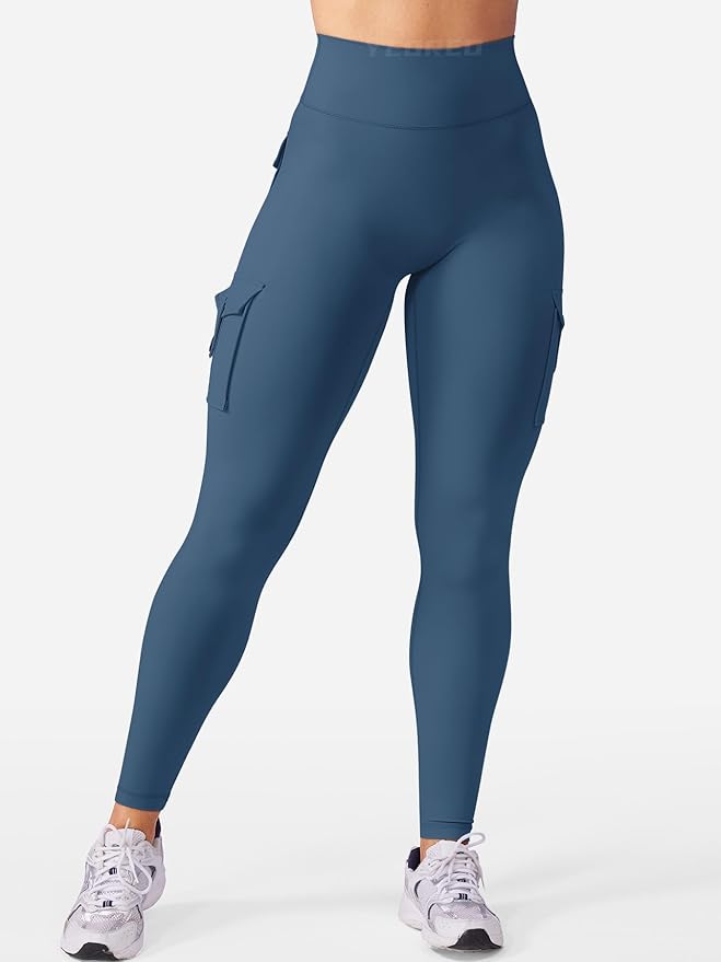 YEOREO CoreFlex Workout Cargo Leggings with Pockets for Women Hidden Scrunch Butt Lifting Leggings Gym Yoga Pants