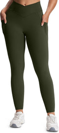 Aoxjox Women's Trinity High Waisted Yoga Pants with Pockets Cross-Waist Tummy Control Buttery Soft Workout Leggings 26"