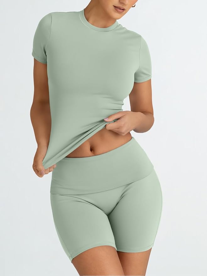 Trendy Queen 2 Piece Summer Cute Workout Sets Gym Short Set Pilates Yoga Outfits Going Out Spring Athletic Comfy Active Wear