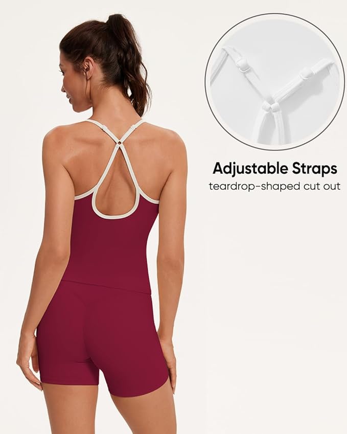 OMKAGI Sports Bras for Women Cute Sweetheart Neck Workout Tank Tops Open Back Yoga Bra Top