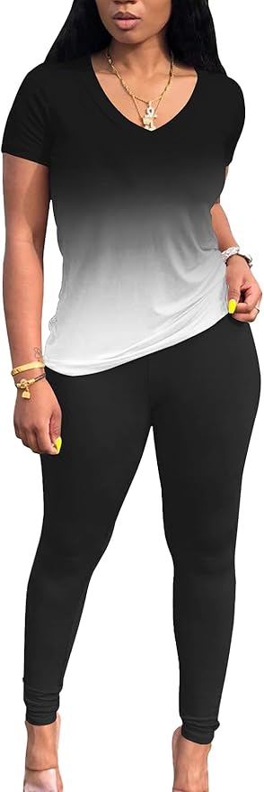 Lounge Sets for Women 2 Piece Summer Casual Jogger Workout Outfits Short Tops Long Pant Sweat suit leggings set