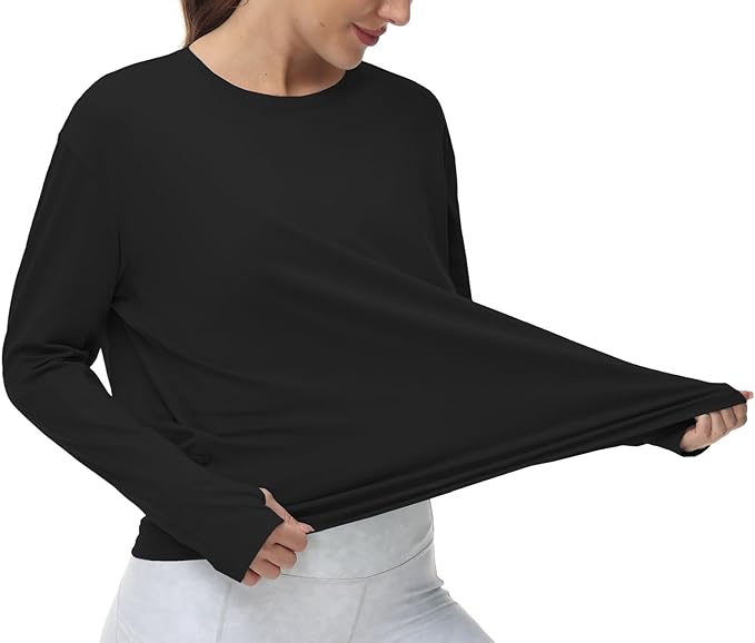 THE GYM PEOPLE Women's Long Sleeve Workout Shirts Back Loose Fit Running Tee Tops with Thumb Hole
