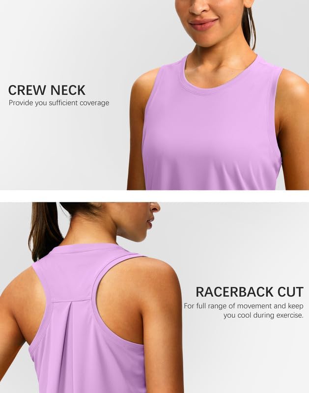 Women's Workout Tops Racerback Athletic Tank Tops Sleeveless Loose Fit Yoga Running Gym Shirts for Women
