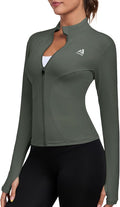 Women's Full Zip Workout Jacket Lightweight Running Slim Fit Athletic Jackets With Thumb Holes