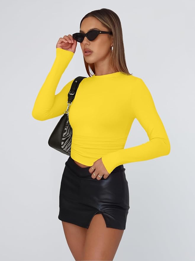 Trendy Queen Womens Long Sleeve T Shirts Fall Fashion 2026 Basic Crop Tops Going Out Outfits Y2k Clothes