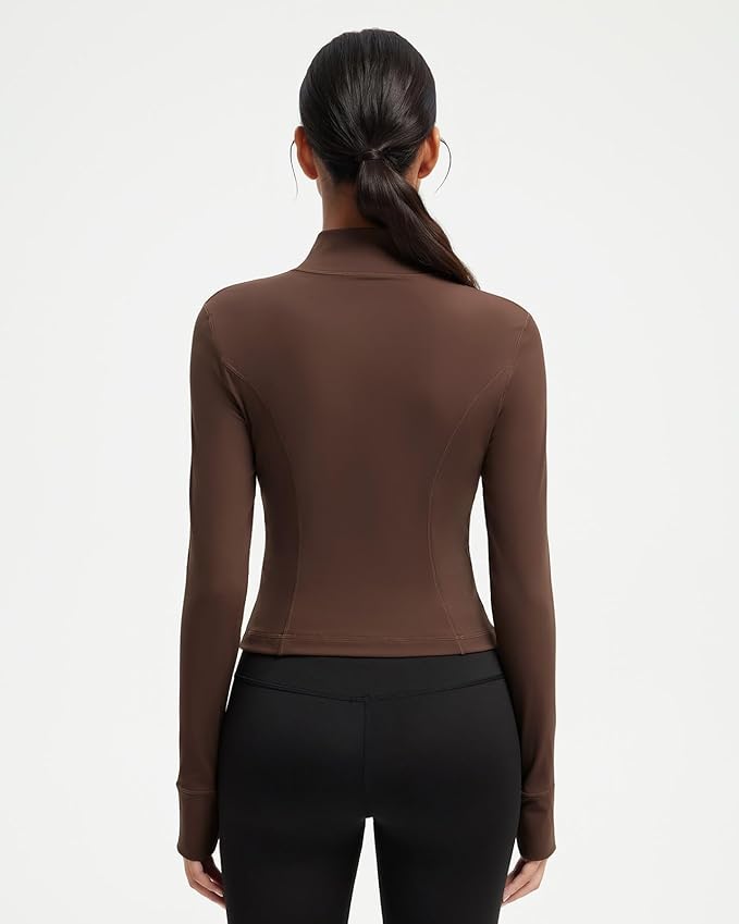 SUUKSESS Women Golden Full Zip Up Workout Cropped Jackets Lightweight Athletic Yoga Tops